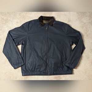 Barbour Jacket XL Navy Blue Bomber Tartan Lining Vital Wax